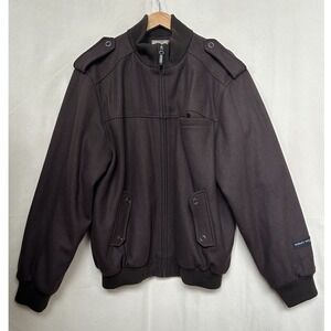 ROBERT PHILLIPE NEW YORK Wool Blend Bomber Jacket Size L Men's Brown City Chores